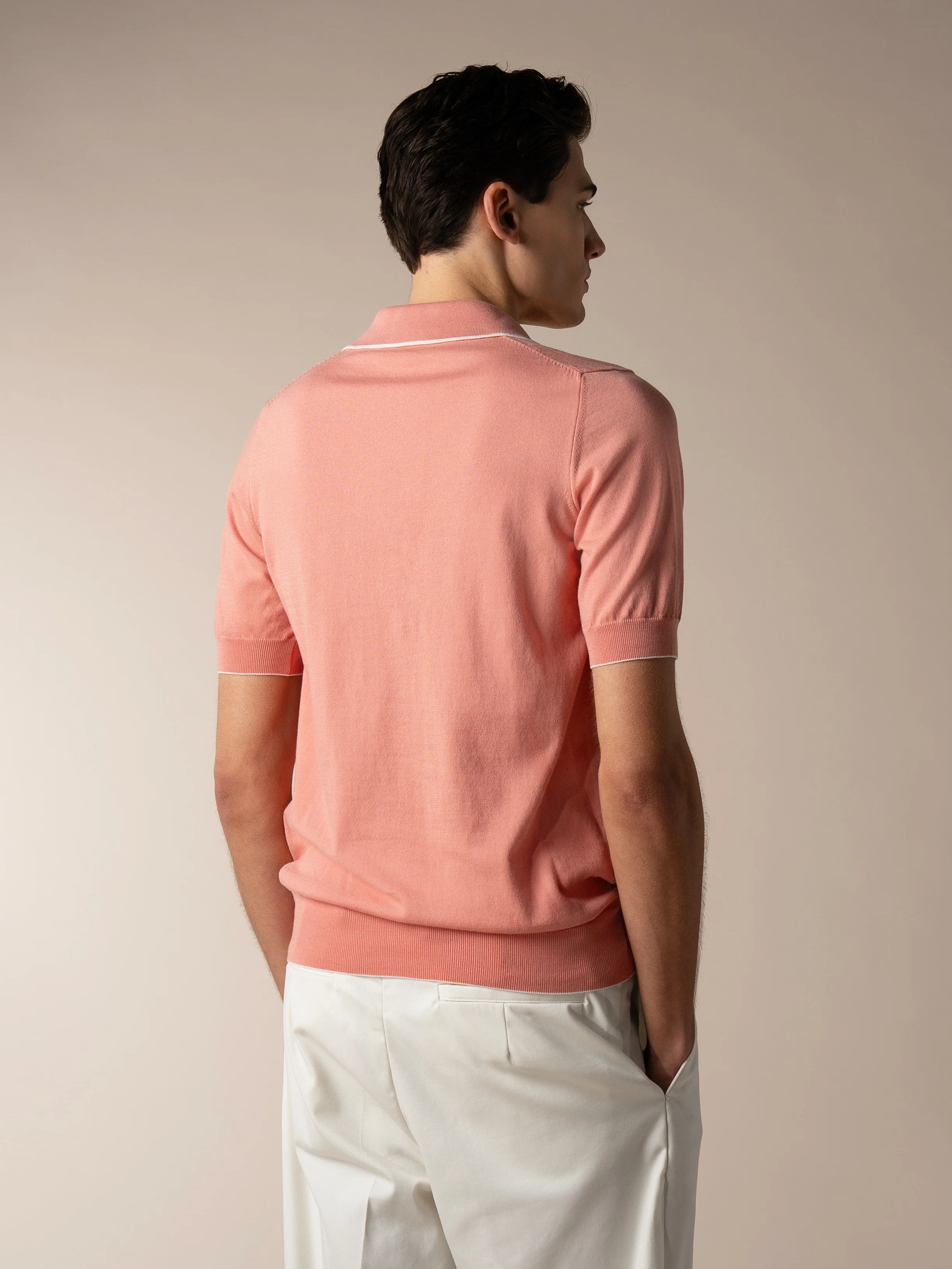 Shortsleeve Buttonless Polo Coral - Image 5