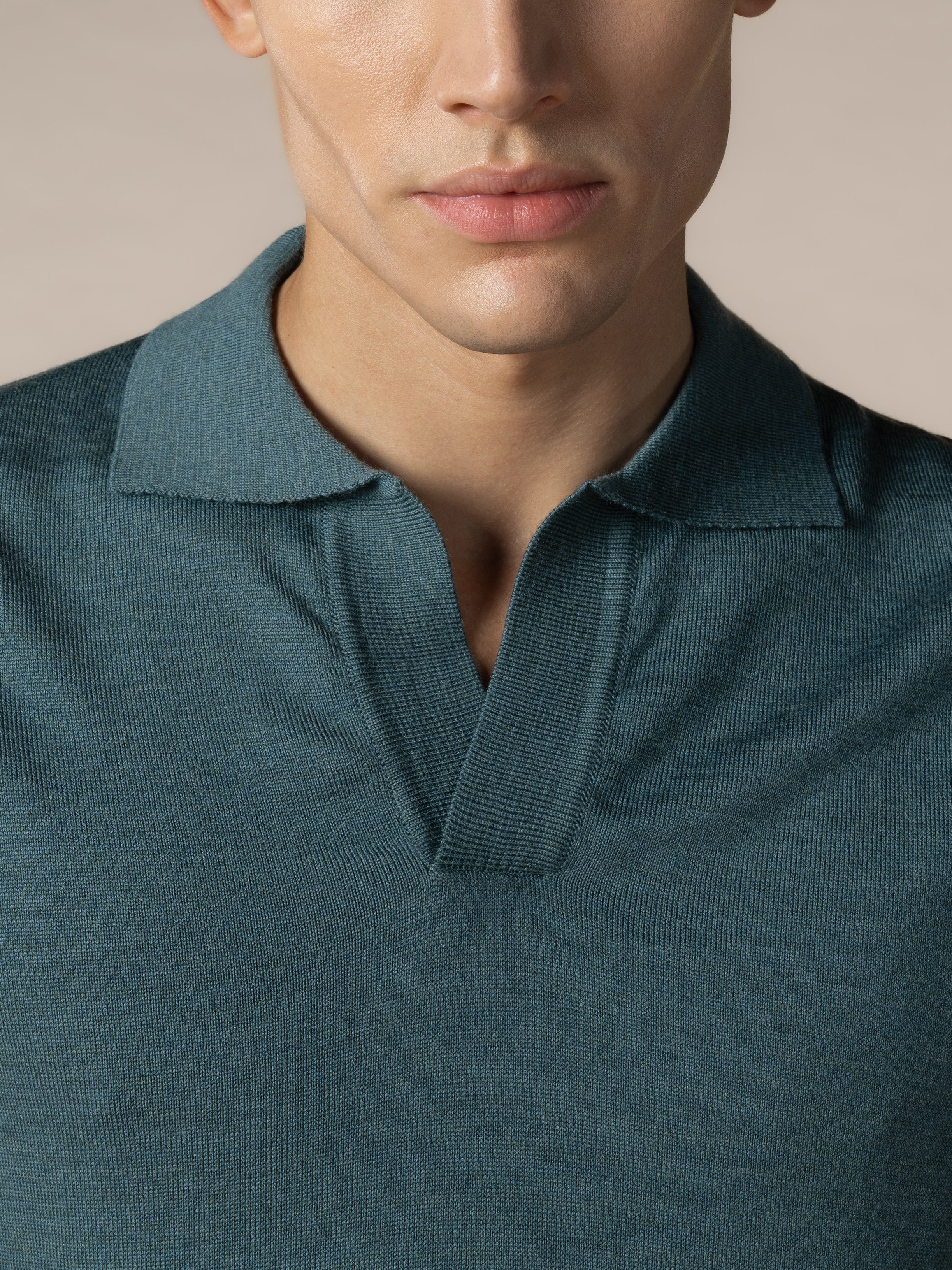 Shortsleeve Buttonless Polo Dark Aquamarine - Image 2