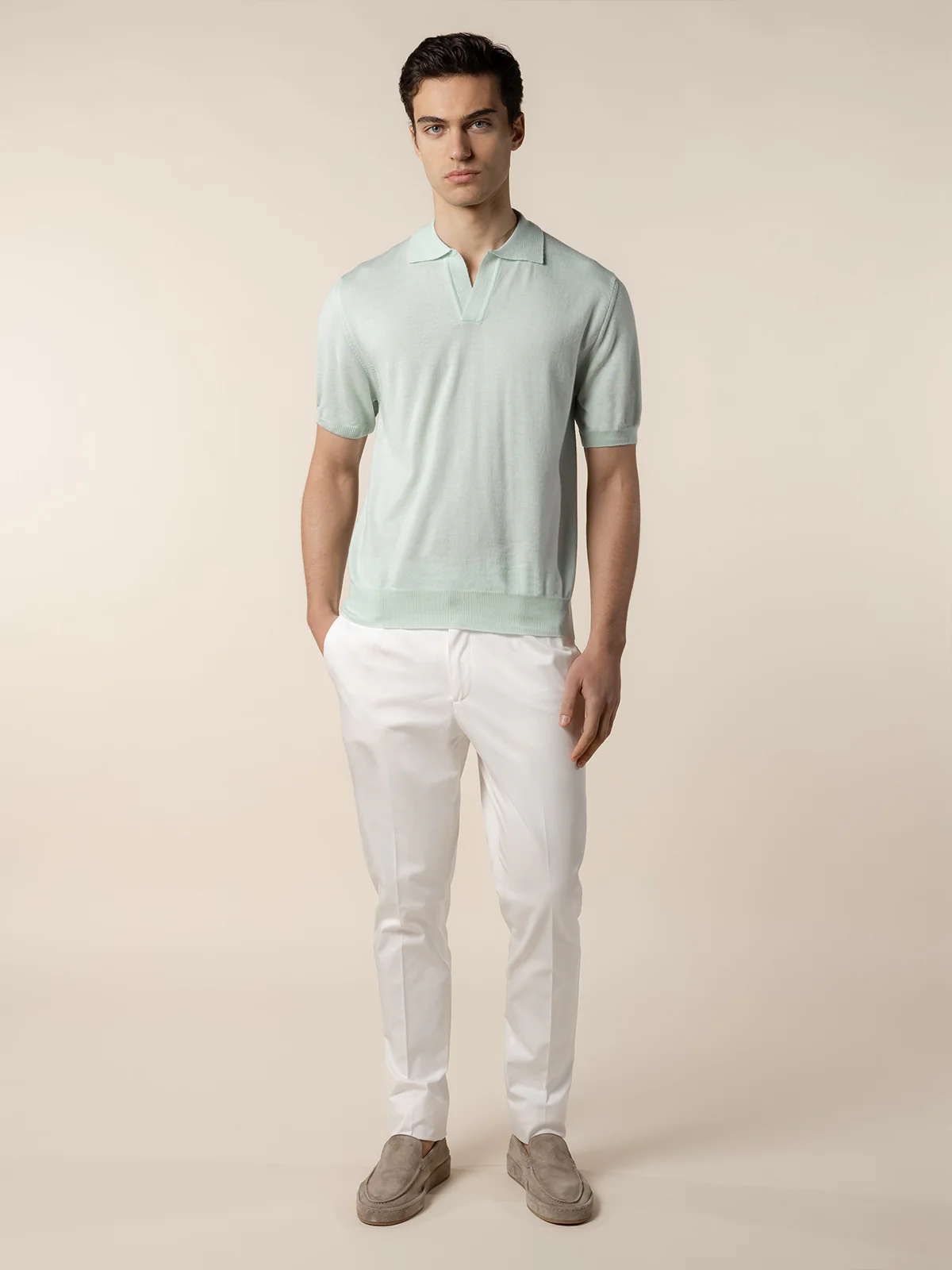 Shortsleeve Buttonless Polo Light Aqua - Image 7