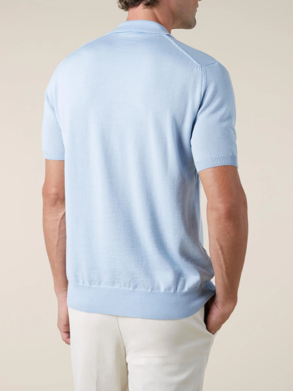 Shortsleeve Buttonless Polo Light Blue - Image 6