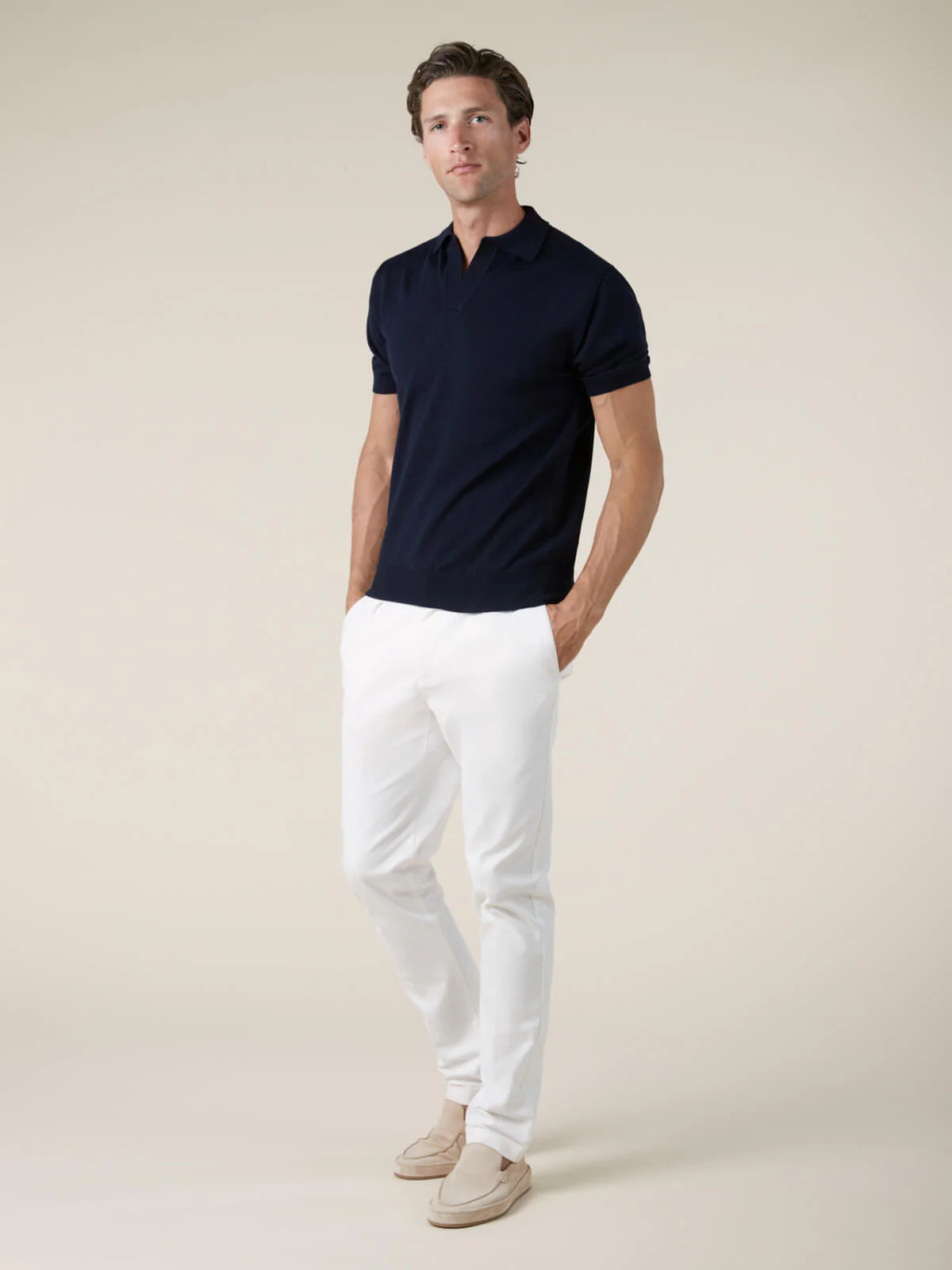 Shortsleeve Buttonless Polo Navy - Image 7