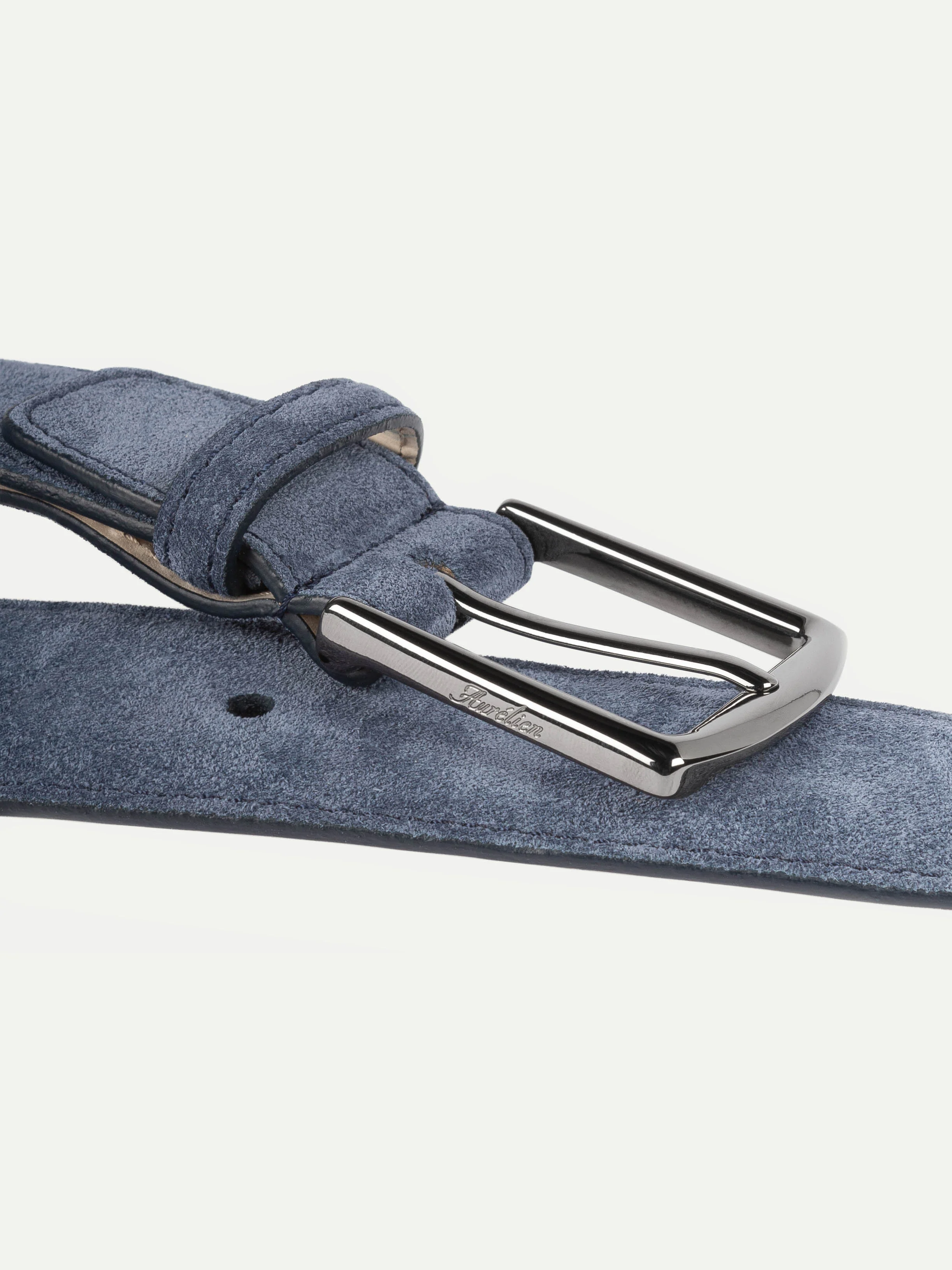 Steel Blue Suede Leather Belt - Image 2