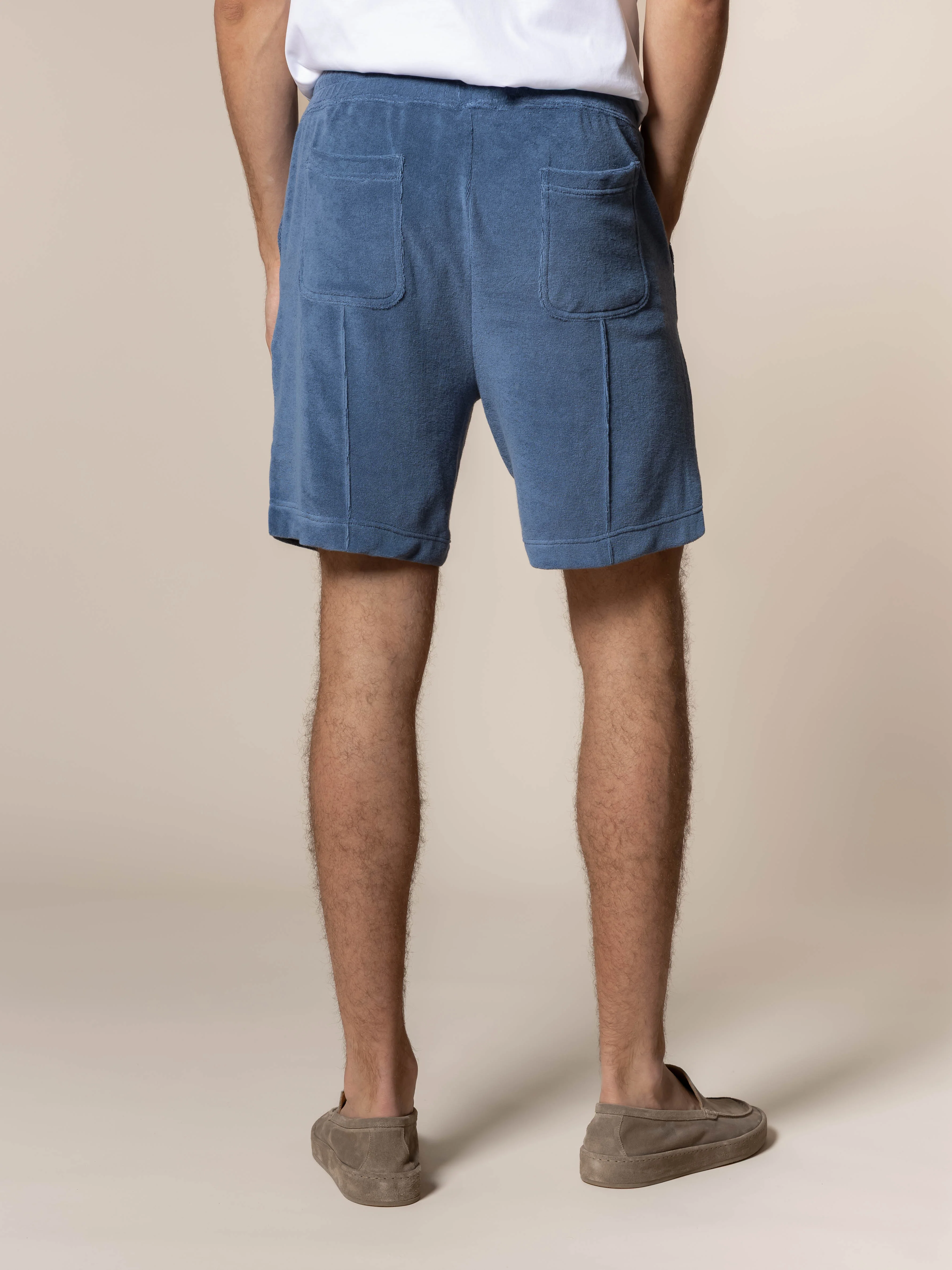 Steel Blue Terry Towelling Leisure Shorts - Image 4