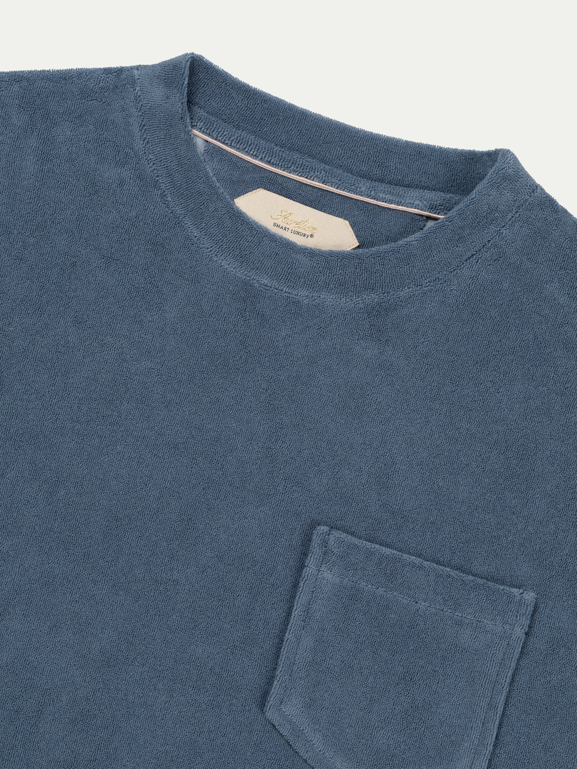 Steel Blue Terry Towelling T-Shirt - Image 2