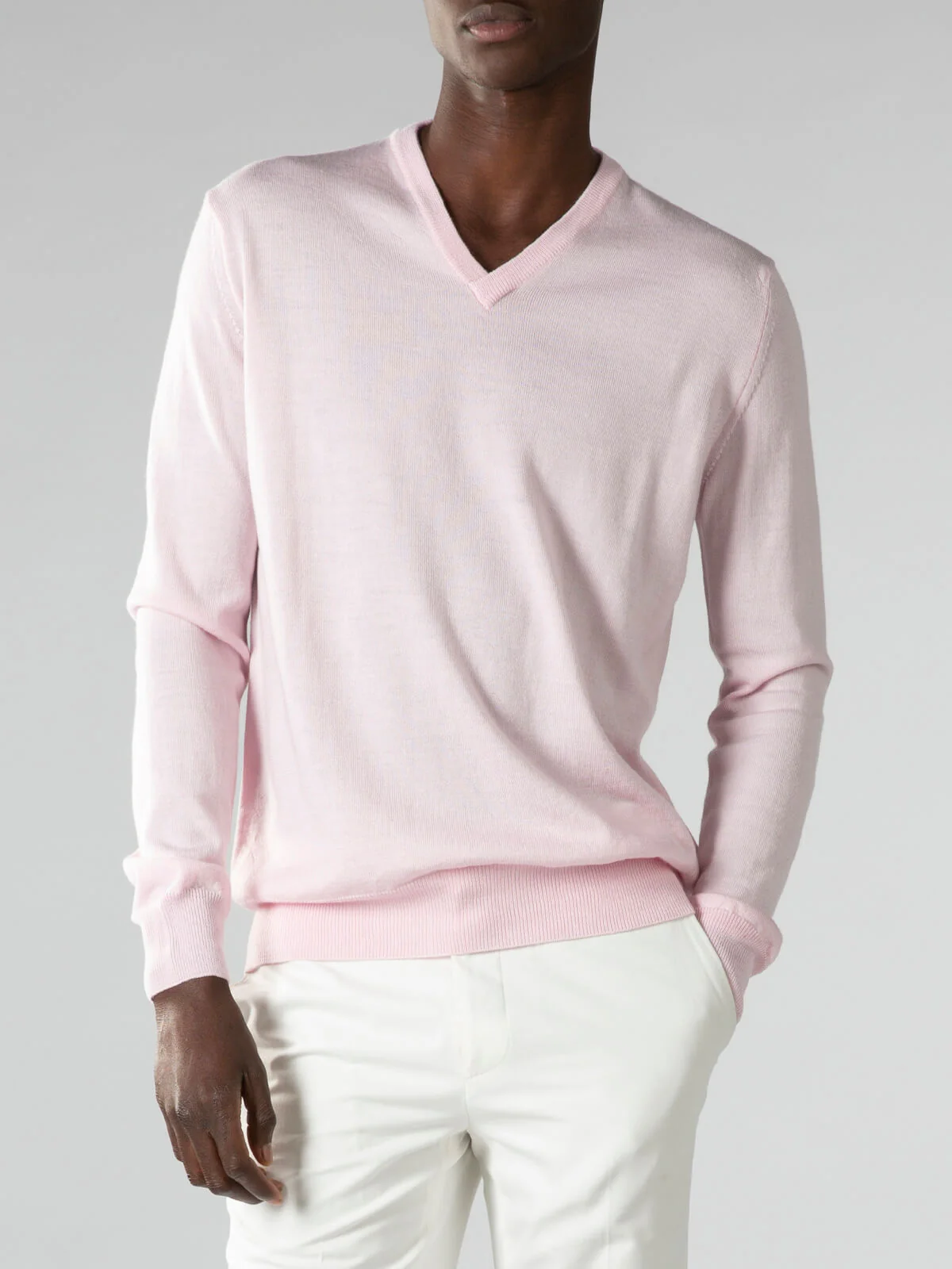 Extrafine Merino V-Neck Pink - Image 3