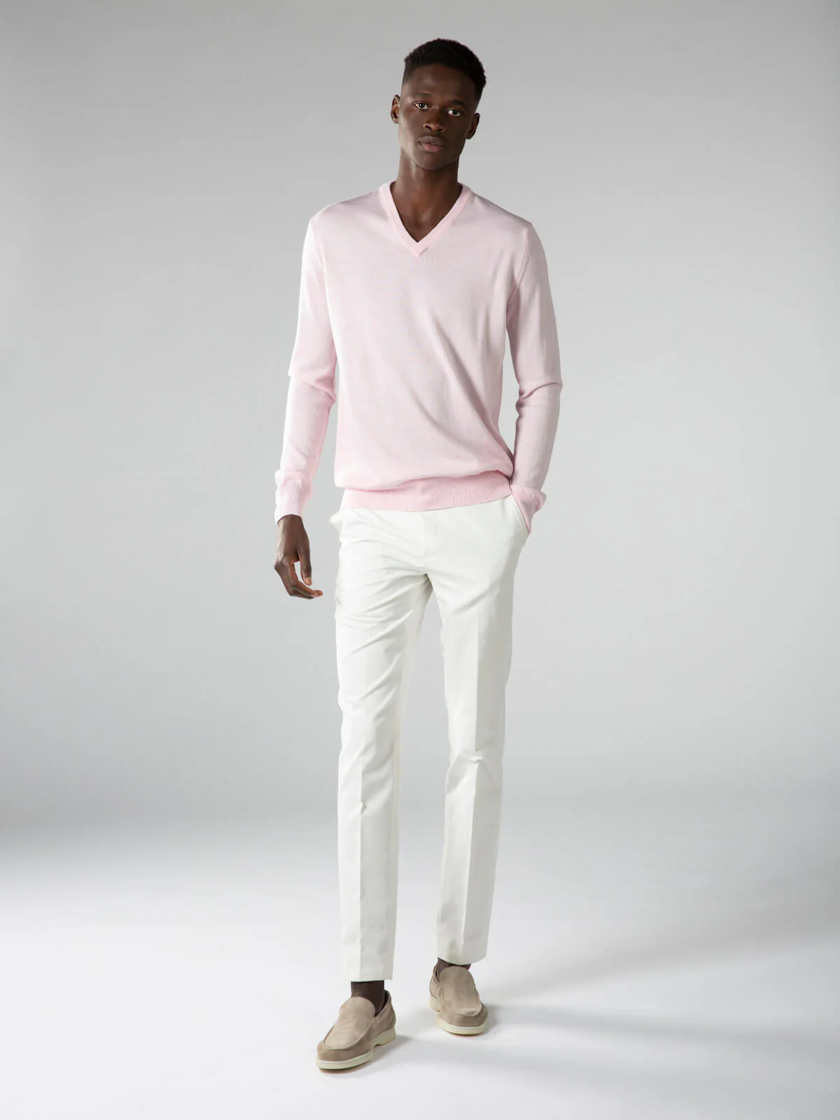 Extrafine Merino V-Neck Pink - Image 6
