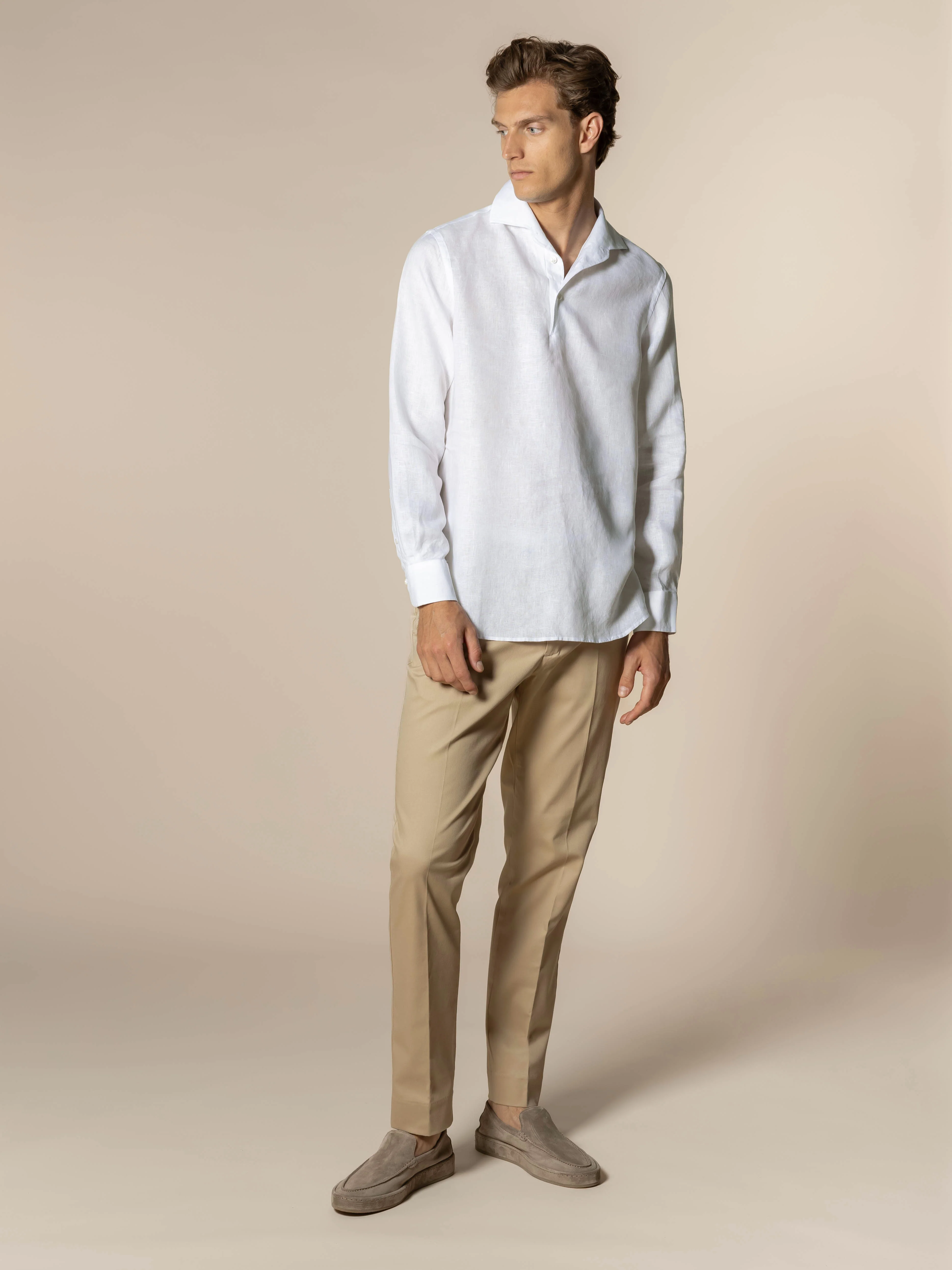 White Linen Pop-over Shirt - Image 7