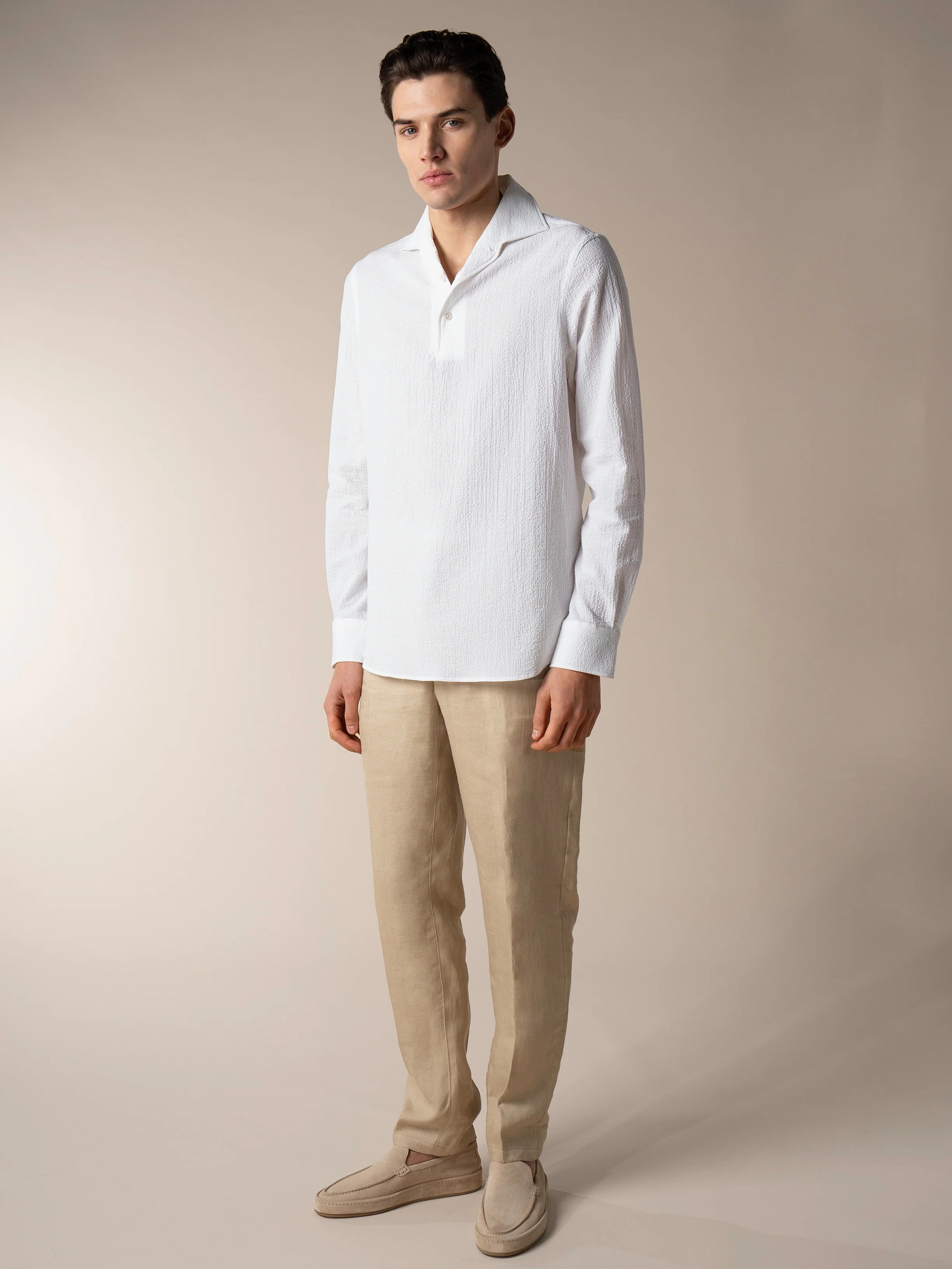 White Seersucker Pop-over Shirt - Image 6