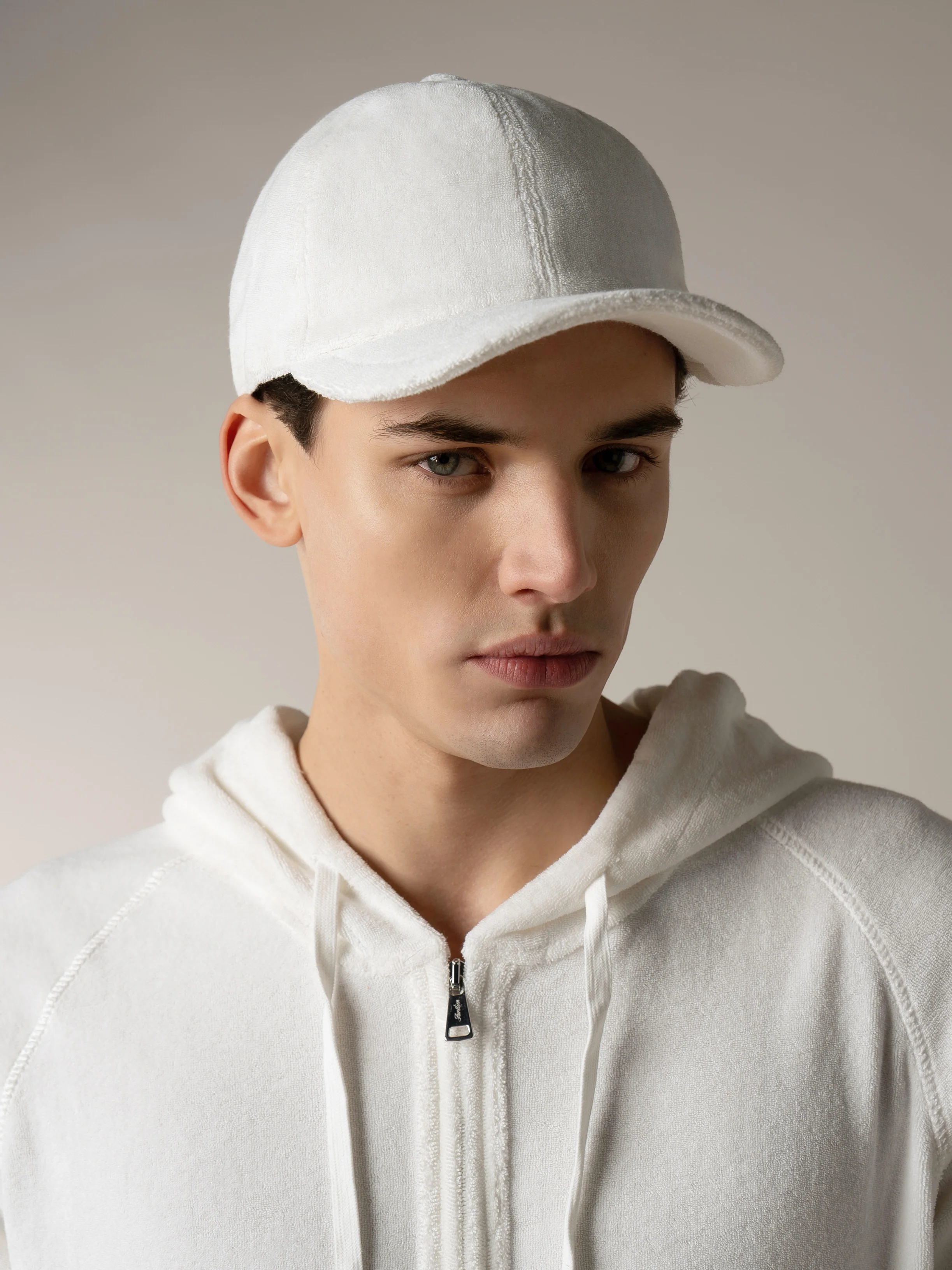 White Terry Towelling Baseball Cap - Image 2
