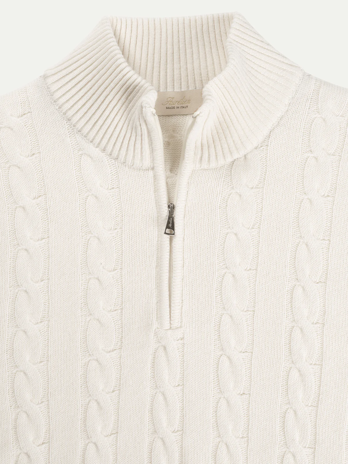 Zipper Cable Sweater Ivory - Image 2